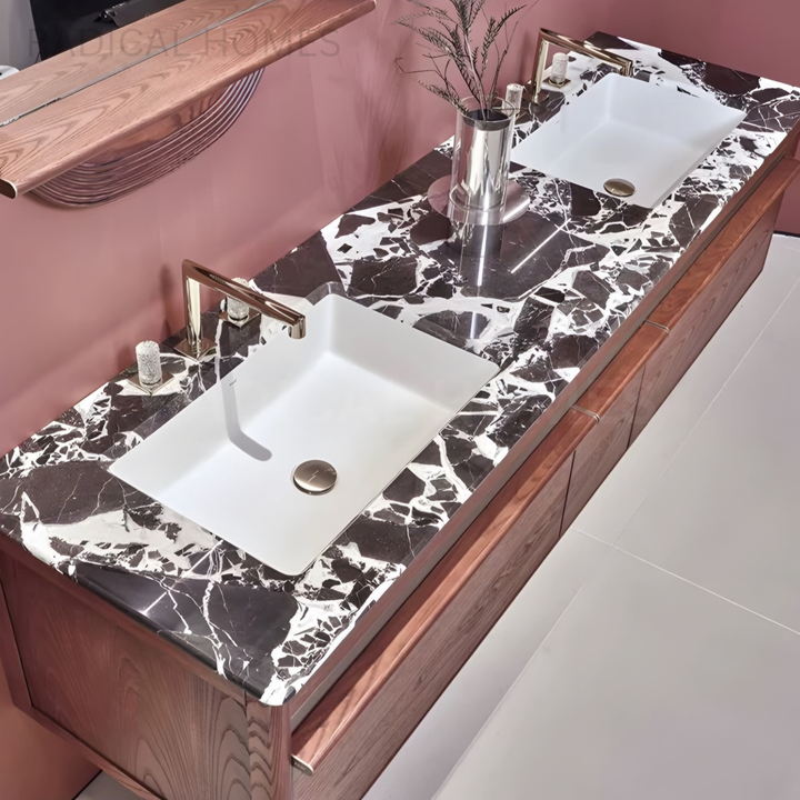 ORLANTE Modern Heritage Marble Twin Vanity Set - Radical Homes Singapore