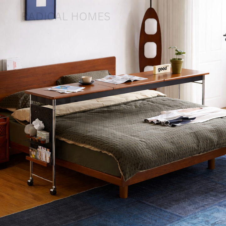 LUCY Modern Solid Wood Mobile Overbed Table - Radical Homes Singapore