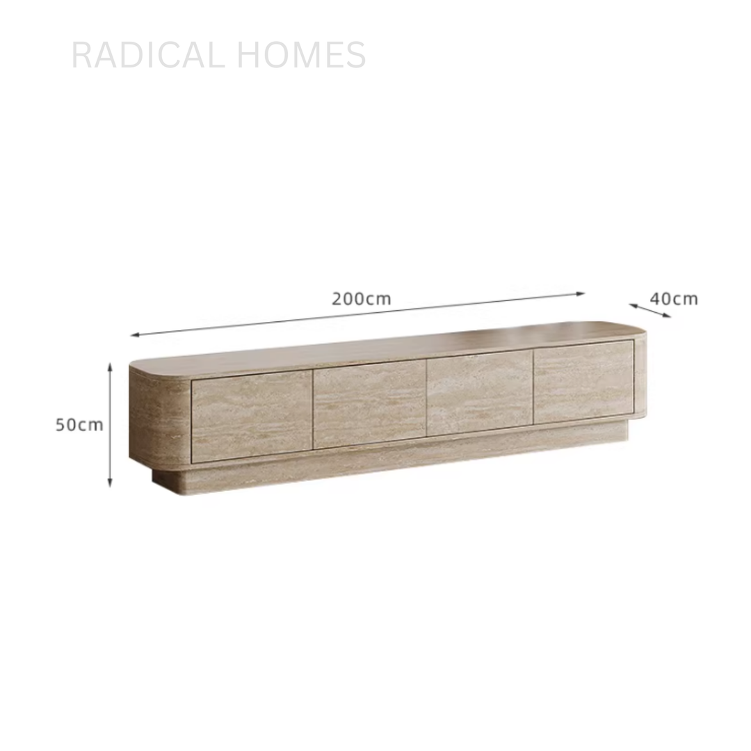 IDEN Natural Travertine TV Console - Radical Homes Singapore