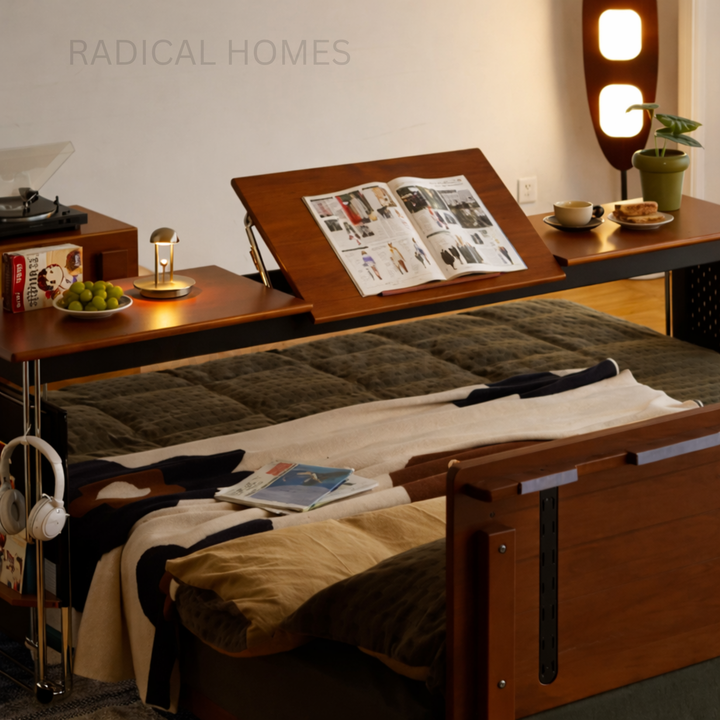 LUCY Modern Solid Wood Mobile Overbed Table - Radical Homes Singapore