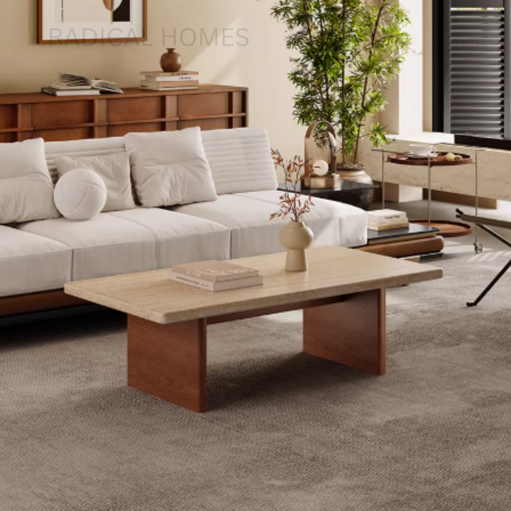 NAYO Modern Travertine Coffee Table - Radical Homes Singapore