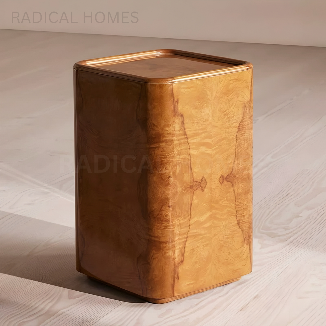 SOLENN Mid Century Burl Wood Side Table