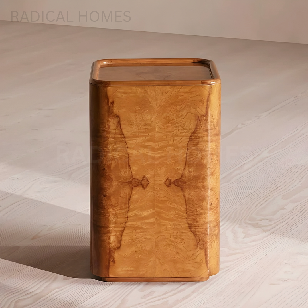 SOLENN Mid Century Burl Wood Side Table