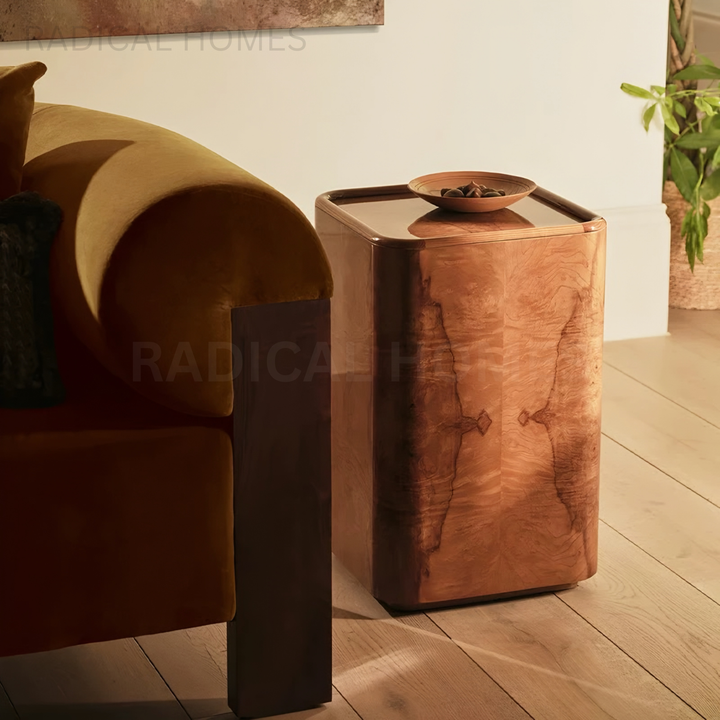 SOLENN Mid Century Burl Wood Side Table