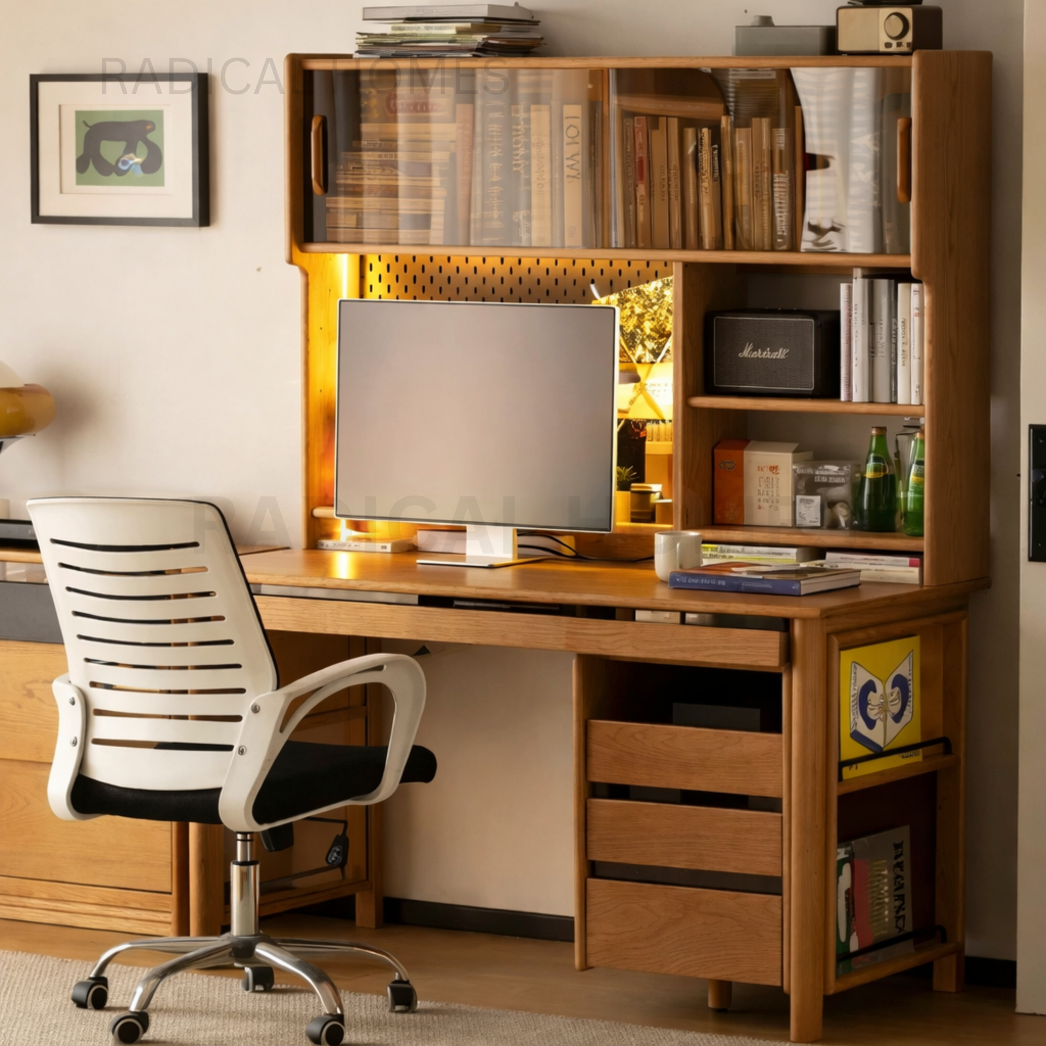 LUKE Modern Solid Wood Study Table With Cabinet – Radical Homes