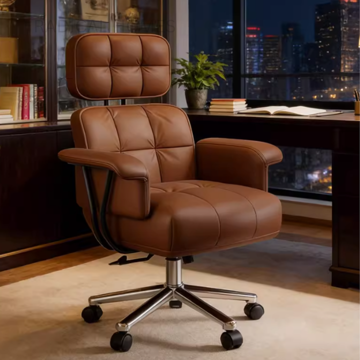 LANCE Modern Genuine Leather Office Chair - Radical Homes Singapore