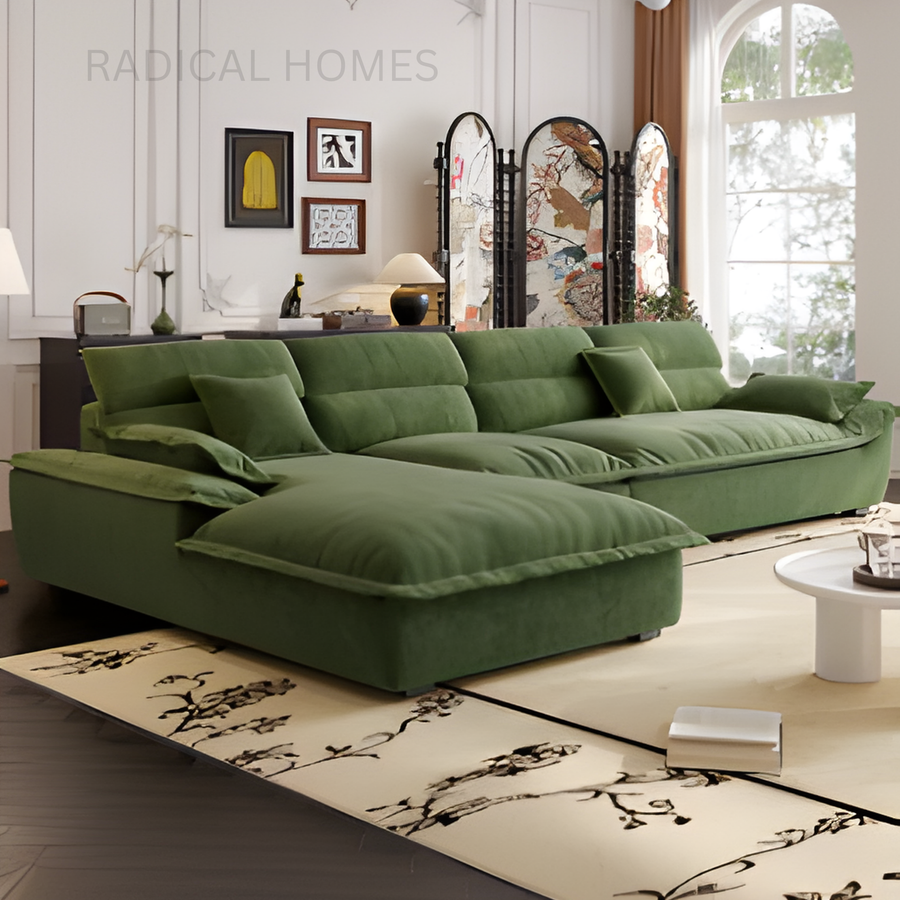 NUVORA Modern L Shape Fabric Sofa - Radical Homes Singapore