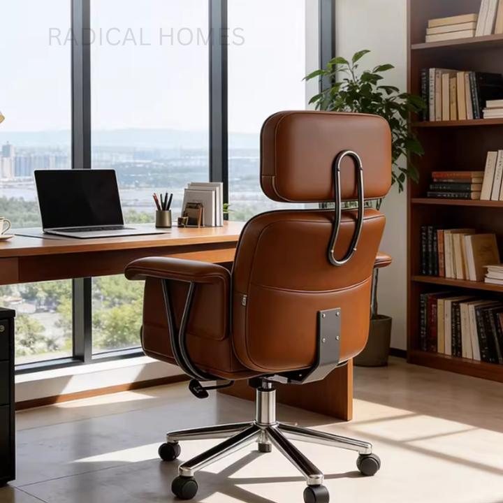 LANCE Modern Genuine Leather Office Chair - Radical Homes Singapore