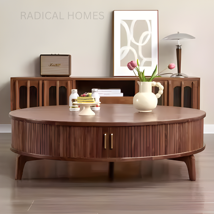 CIRCA Modern Solid Wood Round Coffee Table - Radical Homes Singapore