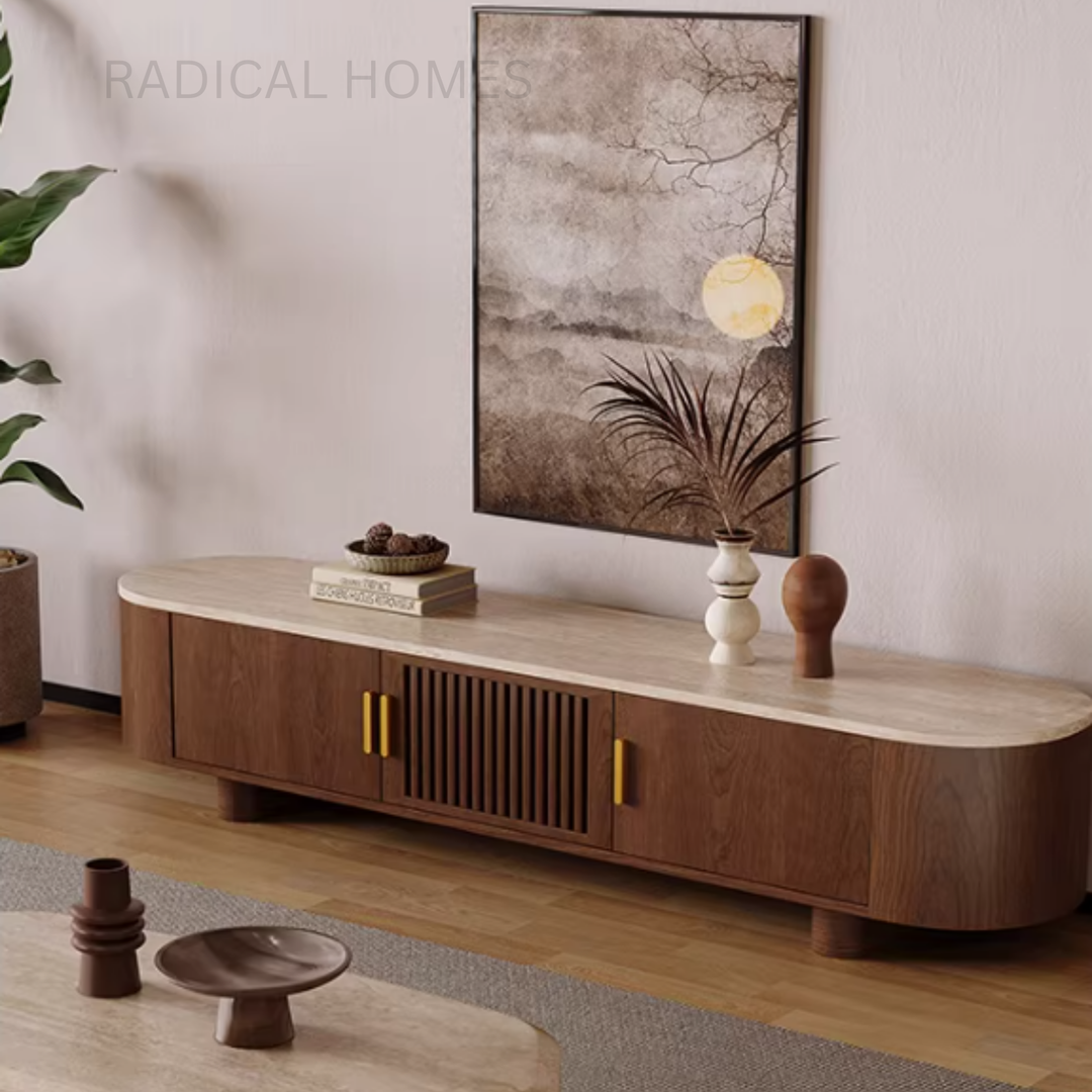 CALFON Modern Travertine TV Console - Radical Homes Singapore