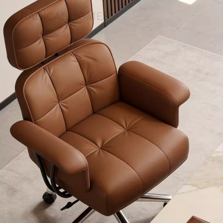 LANCE Modern Genuine Leather Office Chair - Radical Homes Singapore