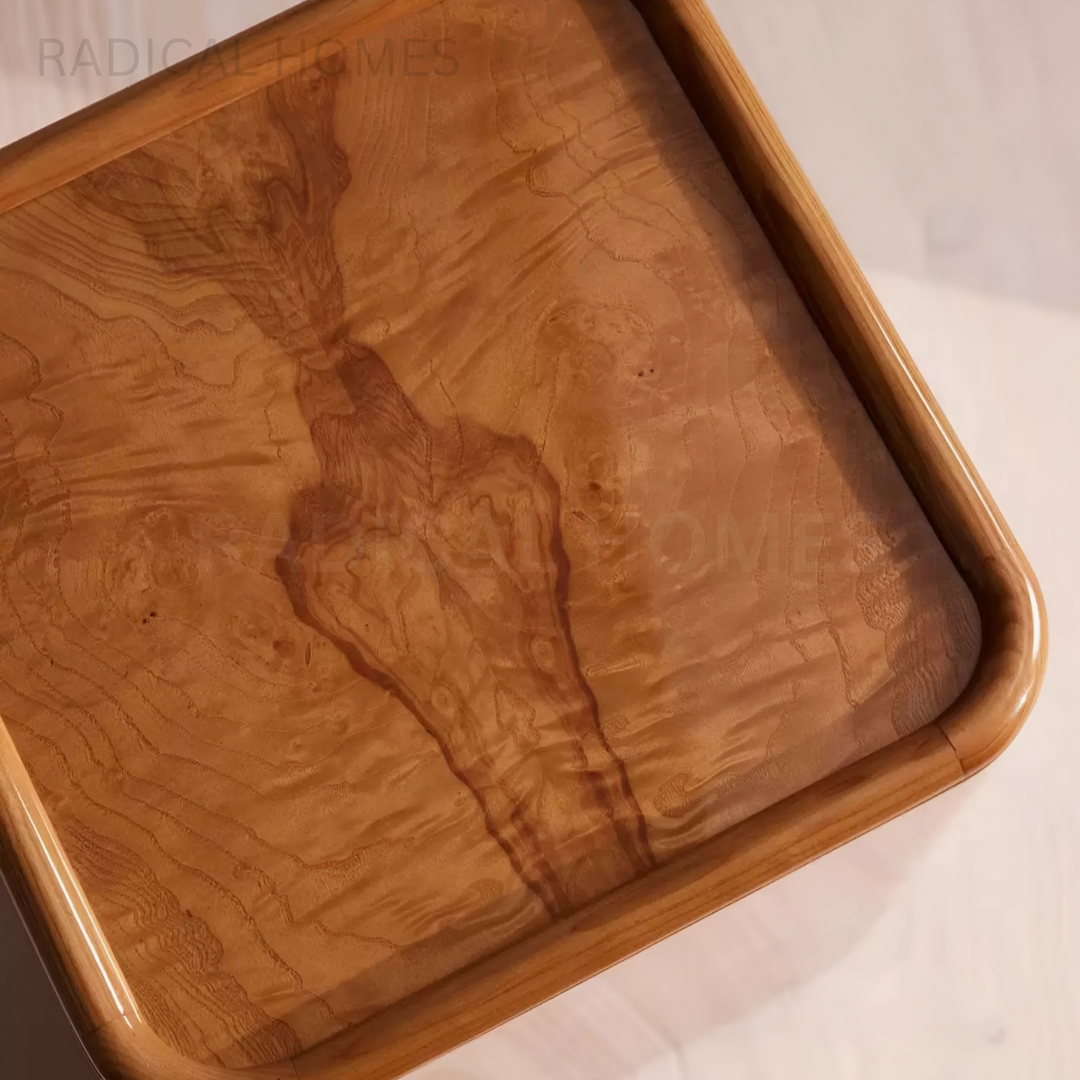 SOLENN Mid Century Burl Wood Side Table