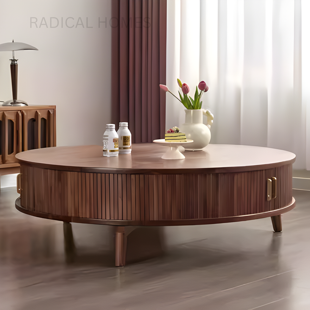 CIRCA Modern Solid Wood Round Coffee Table - Radical Homes Singapore