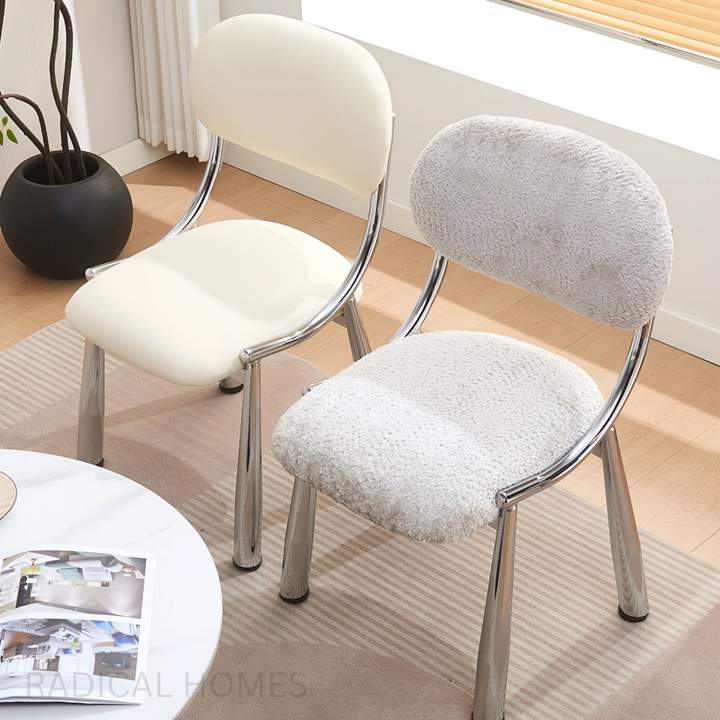 LENIIE Modern Boucle / Leather Dining Chair