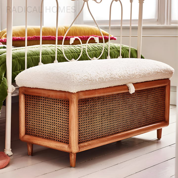 TOLE Vintage Rattan Storage Bench - Radical Homes Singapore