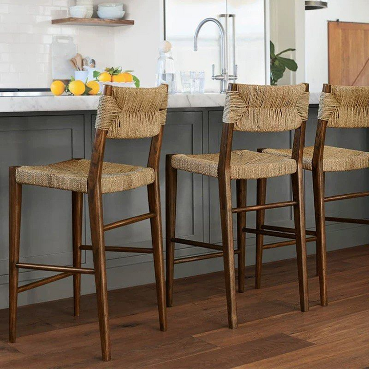 KEVAE Rustic Rattan Bar Stool
