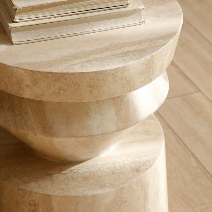 AHEDE Modern Travertine Side Table
