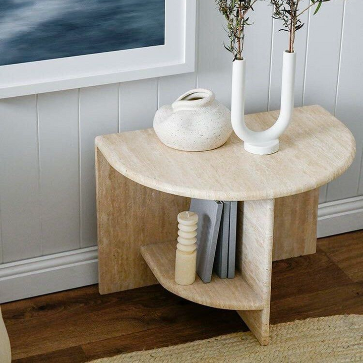 KIM Modern Travertine Side Table