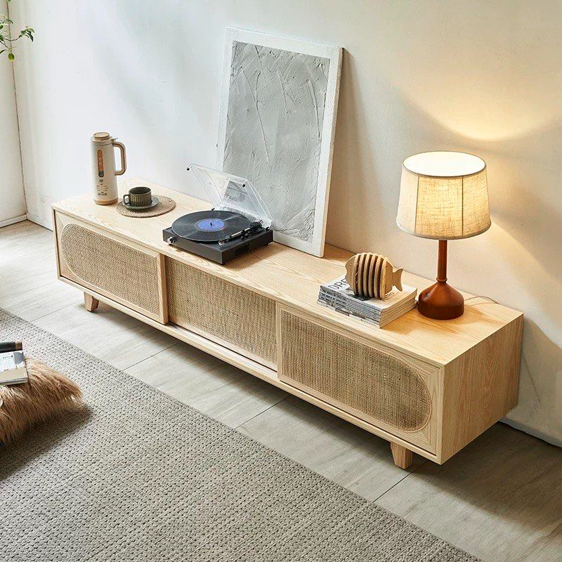 FACIRE Rustic Rattan TV Console