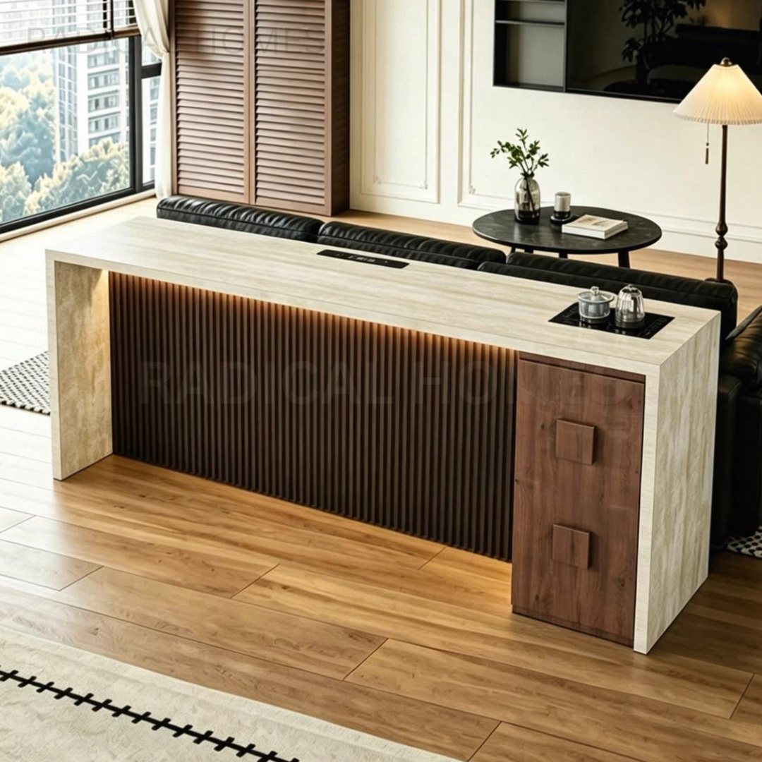 JEFI Modern Sintered Stone Bar Table With Storage