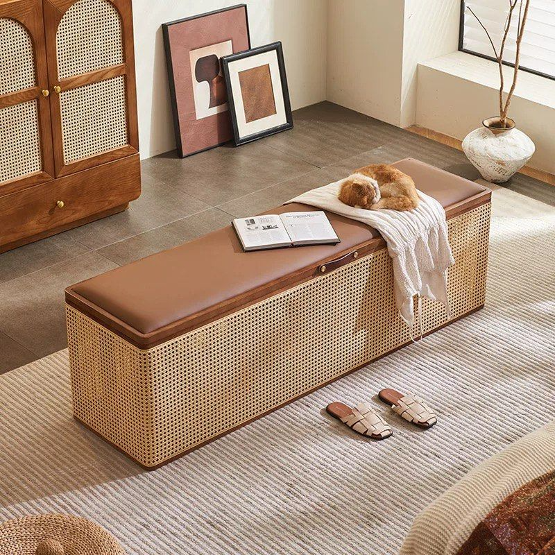 JELINA Rattan Bench With Storage