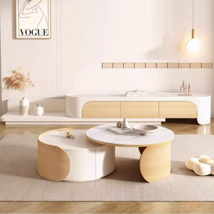 HURLEO Japandi Extendable TV Console & Coffee Table