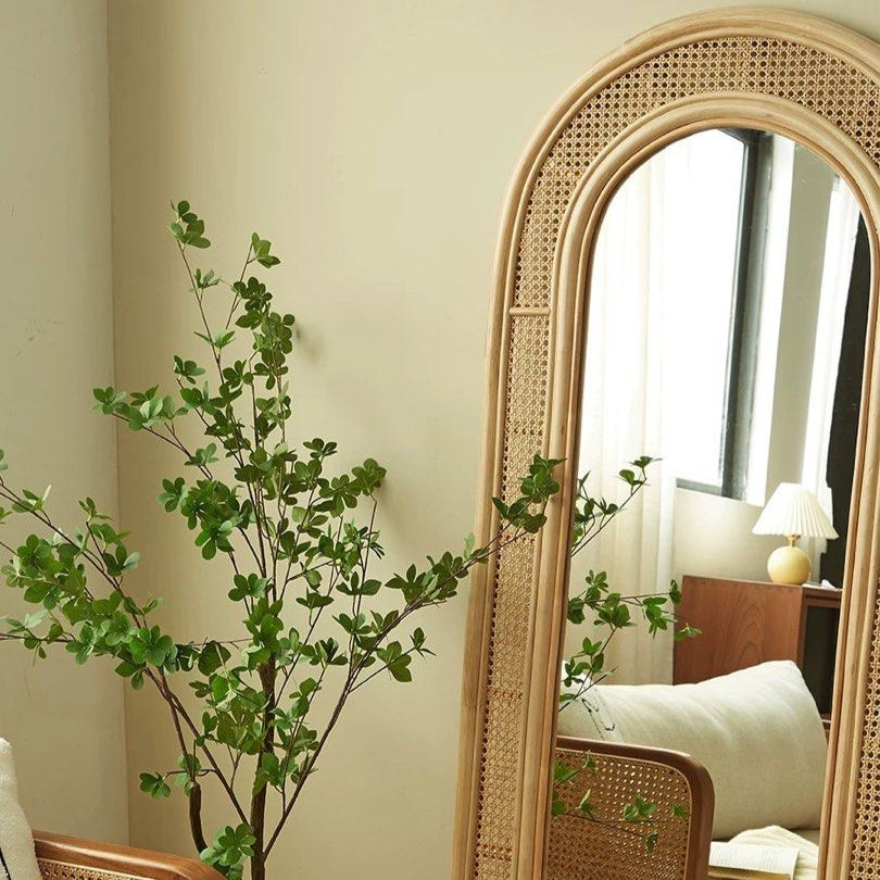 AUFREI Modern Full Length Rattan Mirror