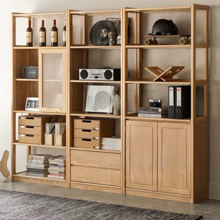 RUFUE Japandi Solid Wood Display Shelf