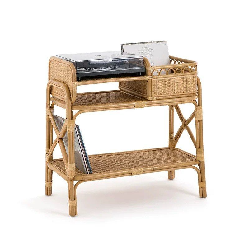 FREVY Rustic Rattan Bar Cart