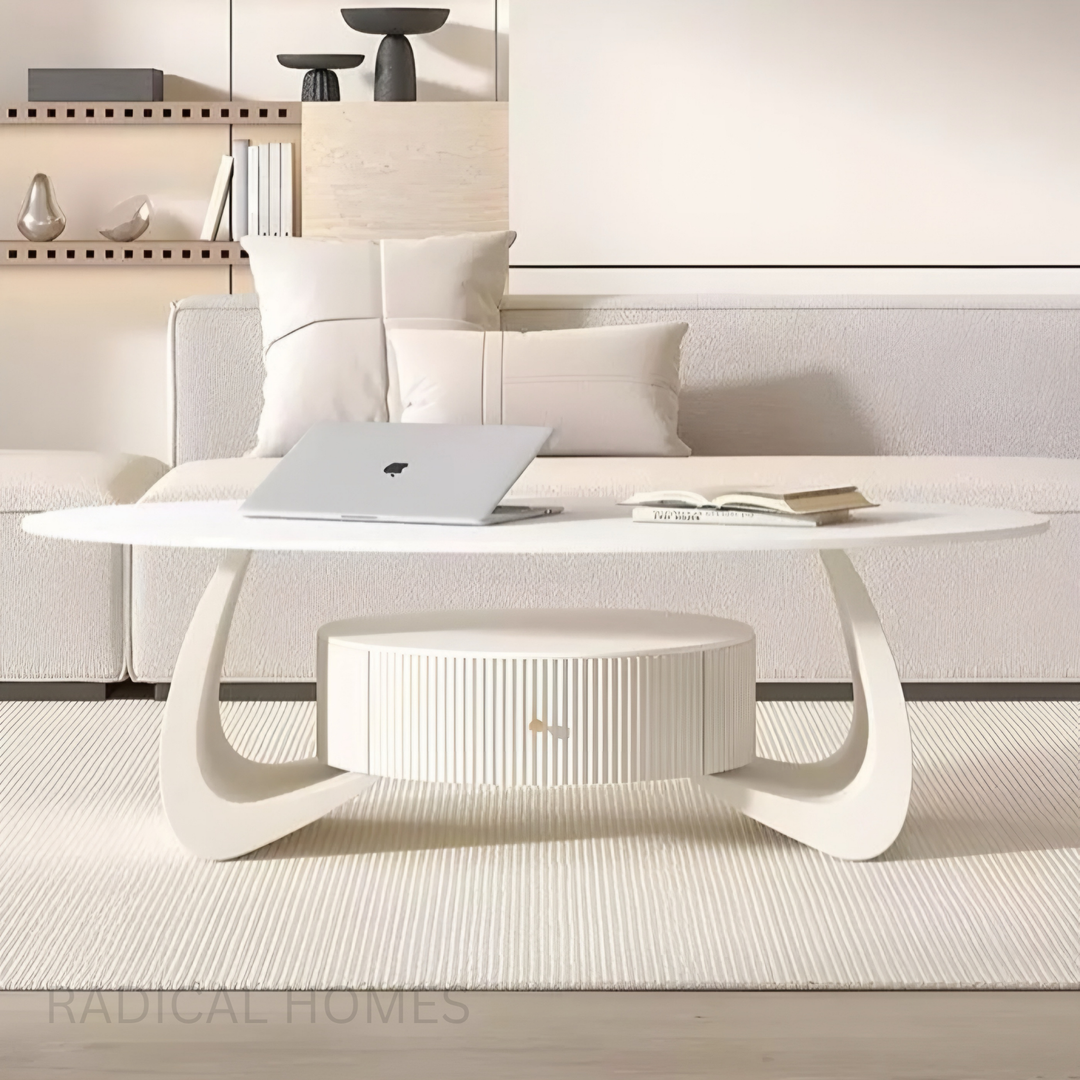 LYRAS Modern Oval Coffee Table - Radical Homes Singapore