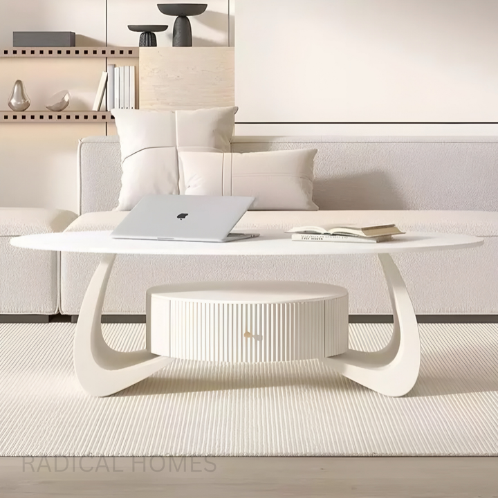 LYRAS Modern Oval Coffee Table - Radical Homes Singapore