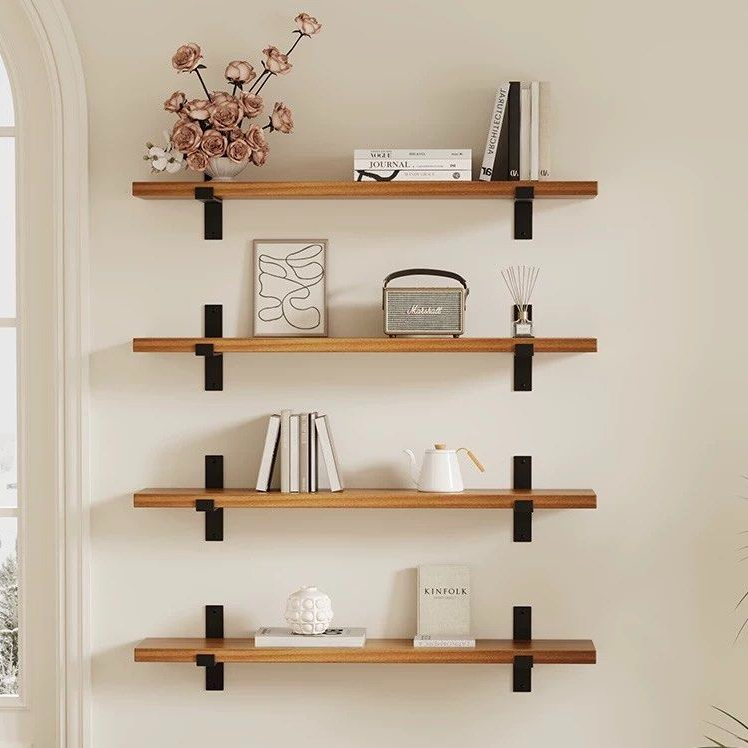 DENURY Modern Solid Wood Wall Shelf