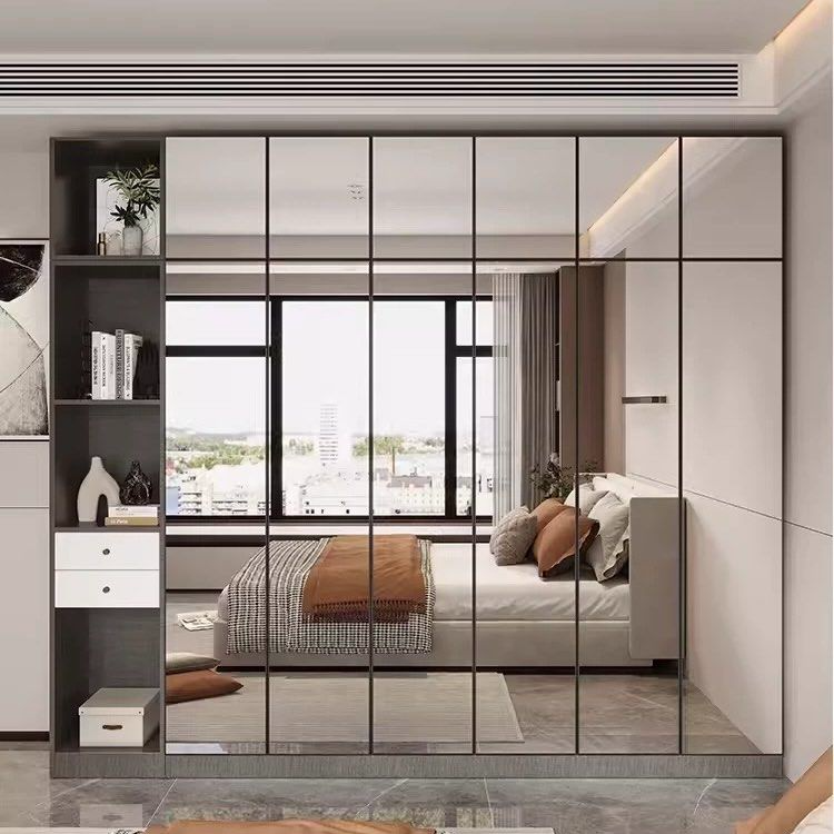 AUSTE Modern Mirrored Glass Wardrobe