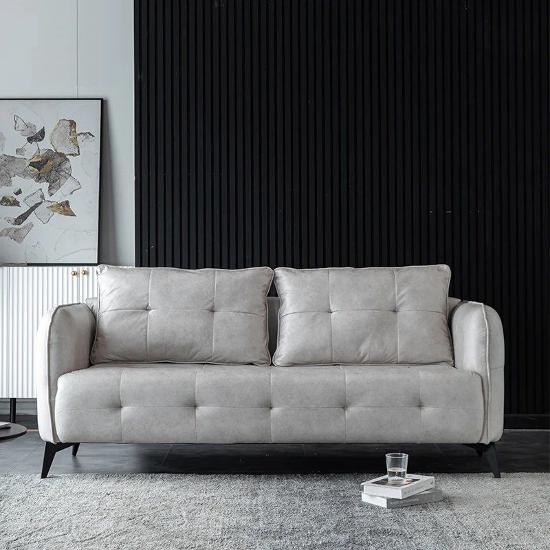 MARELDA Faux Leather Square Arm Sofa