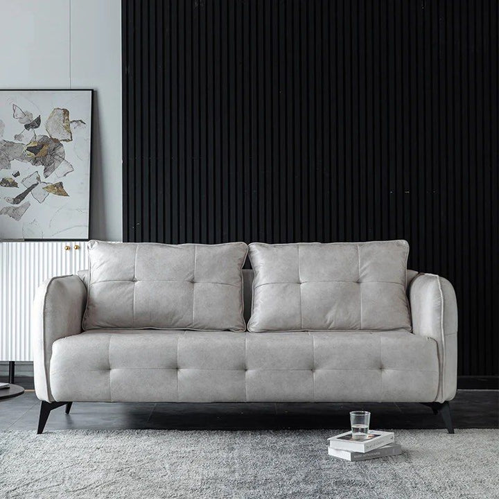 MARELDA Faux Leather Square Arm Sofa