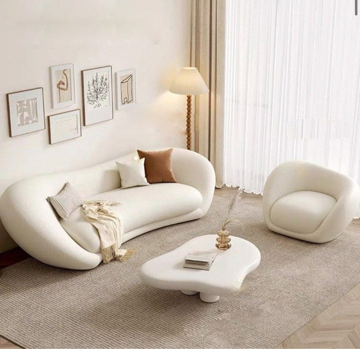 TARENI Modern Curve Leather Sofa