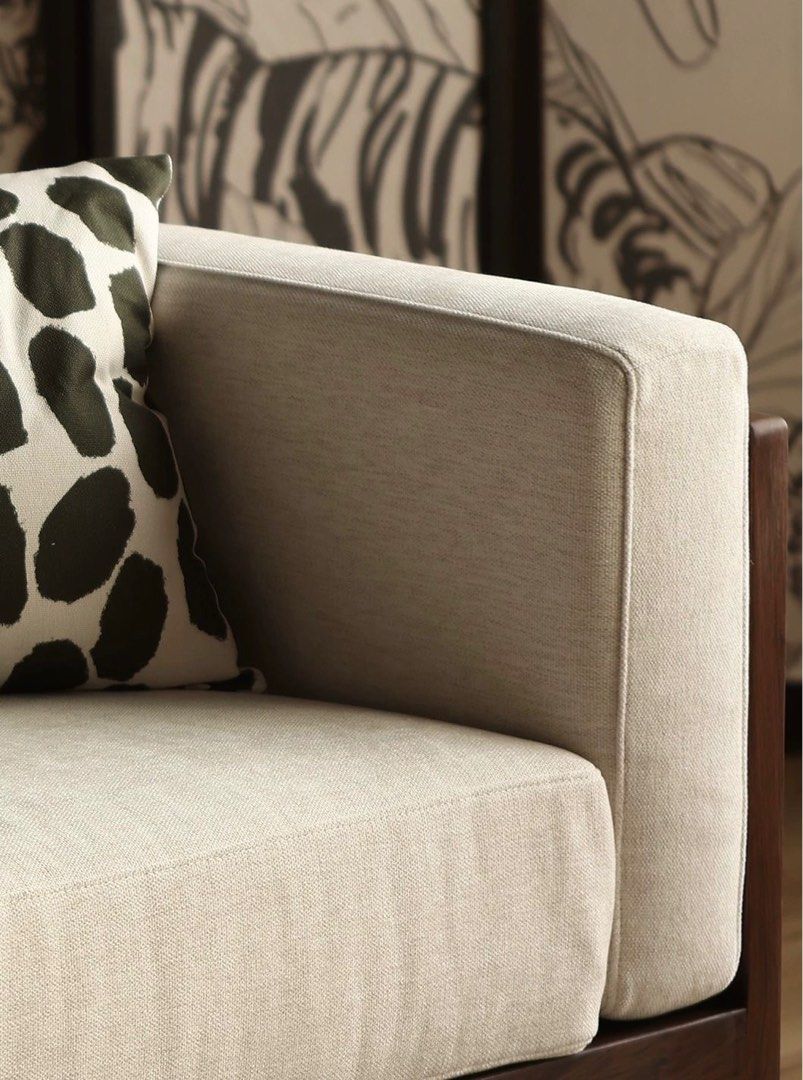 OLINOR Rustic Walnut Fabric Sofa