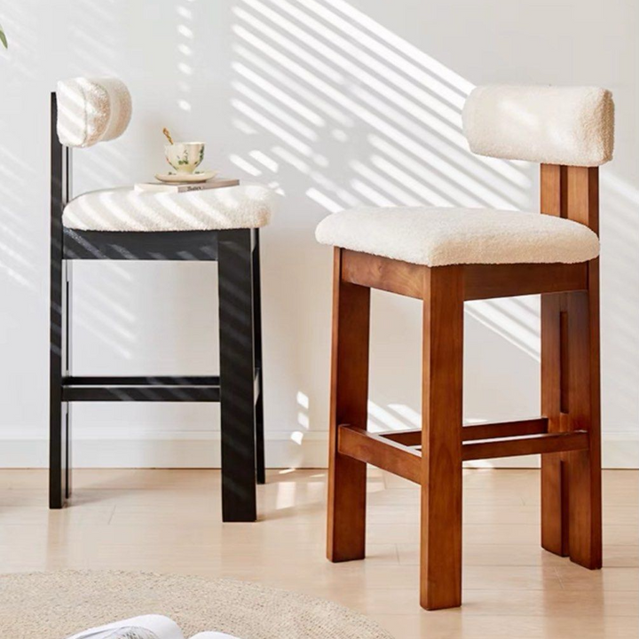 GALWAY Modern Solid Wood Boucle Bar Stool