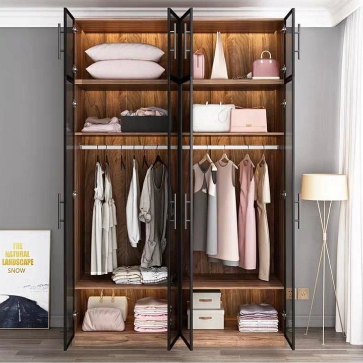 MARCIA Modern Rustic Glass Wardrobe