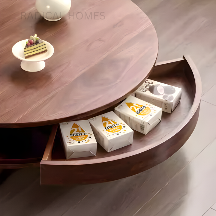 CIRCA Modern Solid Wood Round Coffee Table - Radical Homes Singapore