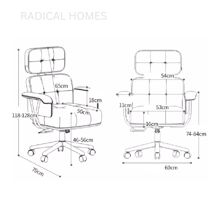 LANCE Modern Genuine Leather Office Chair - Radical Homes Singapore