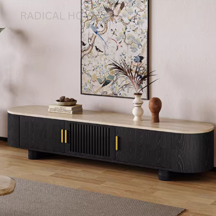 CALFON Modern Travertine TV Console - Radical Homes Singapore