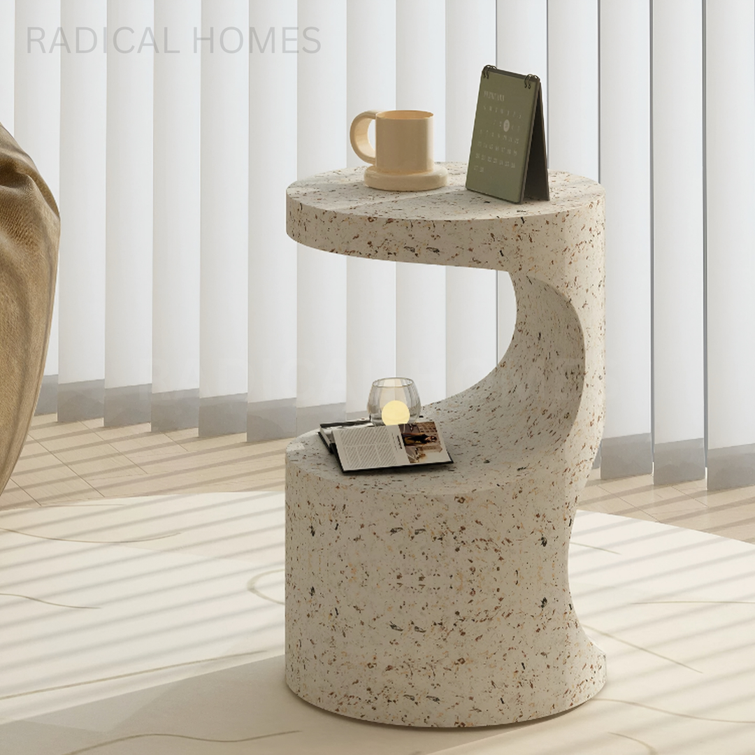 CURTIS Wabi Sabi Travertine Side Table