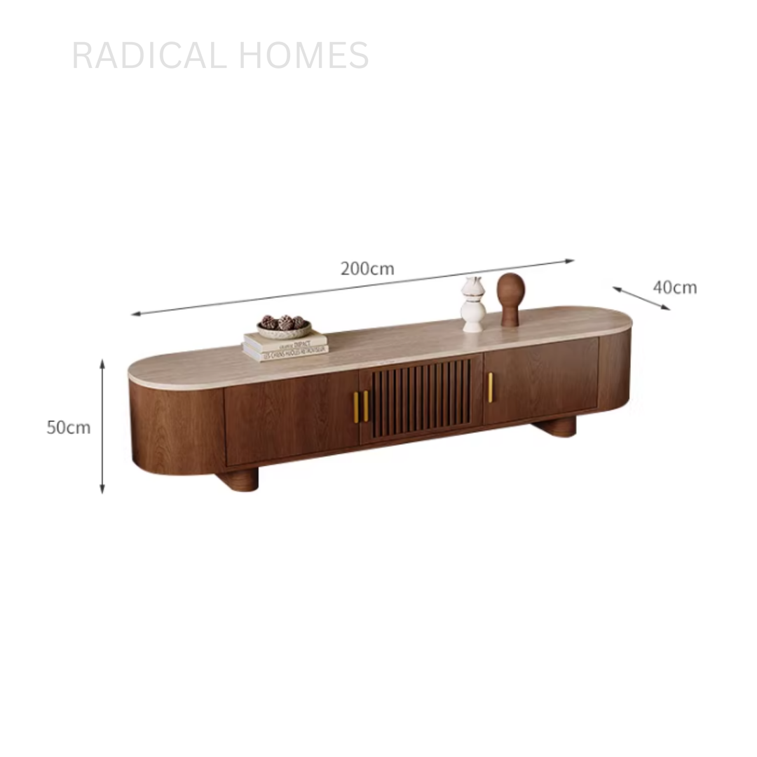 CALFON Modern Travertine TV Console - Radical Homes Singapore