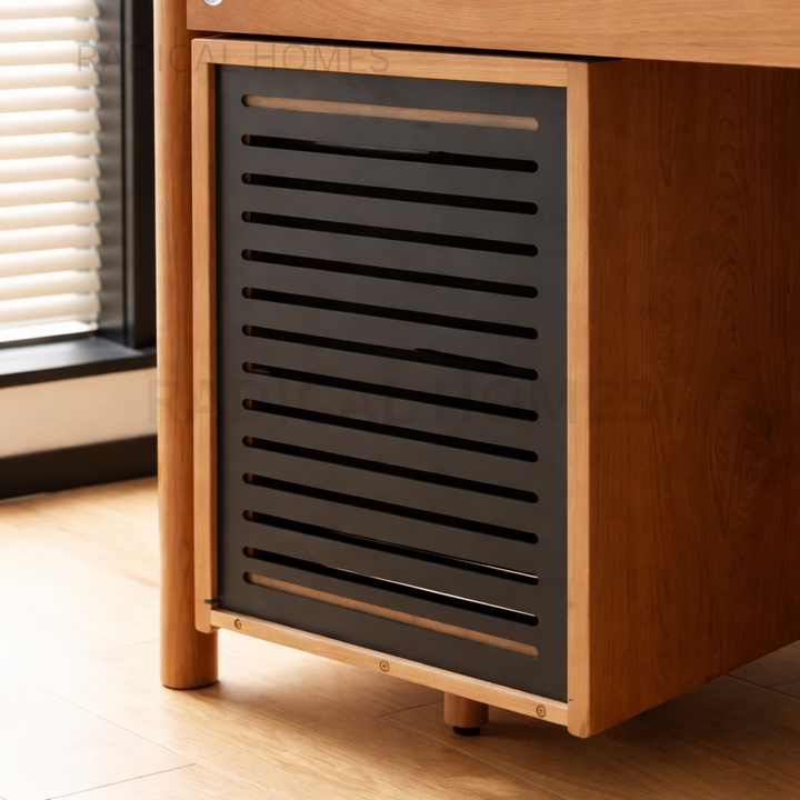 LUKE Modern Solid Wood Study Table With Cabinet - Radical Homes Singapore