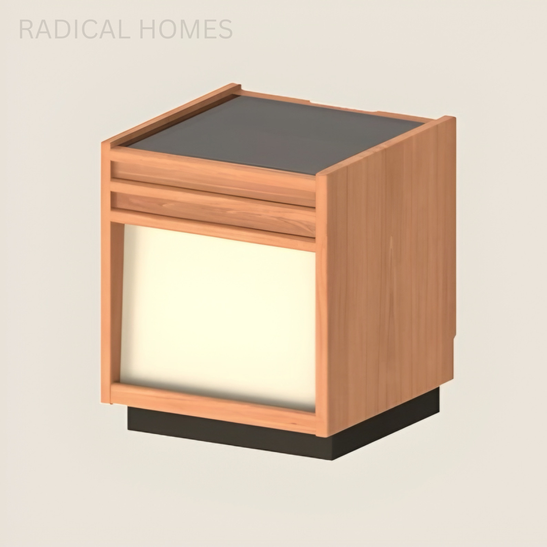 ELMORE Japandi Solid Wood Bedside Table - Radical Homes Singapore