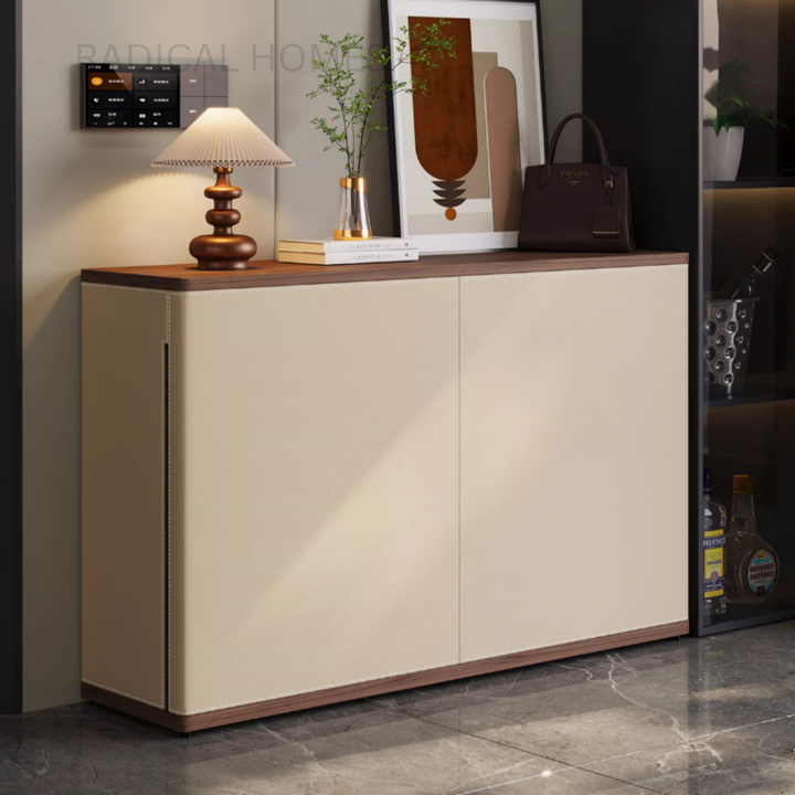 LUA Modern Saddle Leather Shoe Cabinet - Radical Homes Singapore