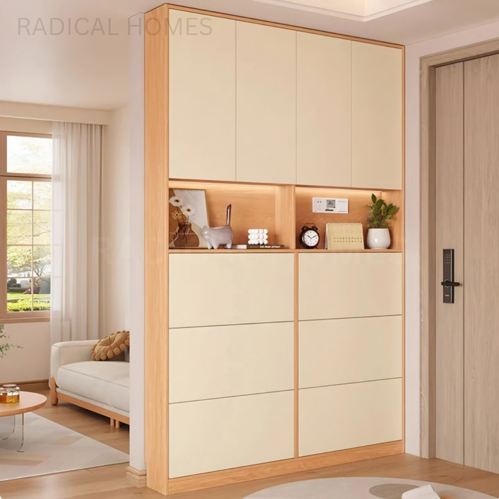 MANNETH Modern Solid Wood Shoe Cabinet - Radical Homes Singapore