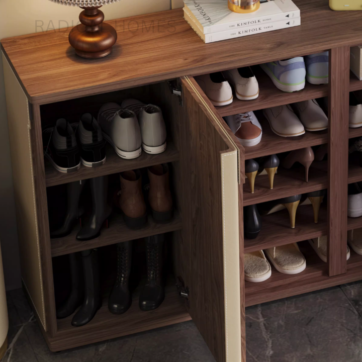 LUA Modern Saddle Leather Shoe Cabinet - Radical Homes Singapore