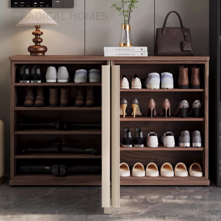 LUA Modern Saddle Leather Shoe Cabinet - Radical Homes Singapore